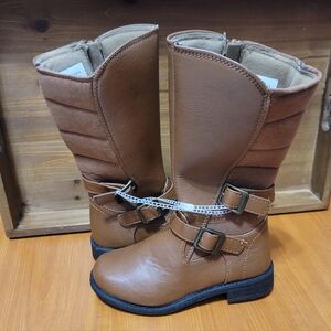 NWOT Rachel Shoes Katherina Brown Girls Zip Boots Sz 12
